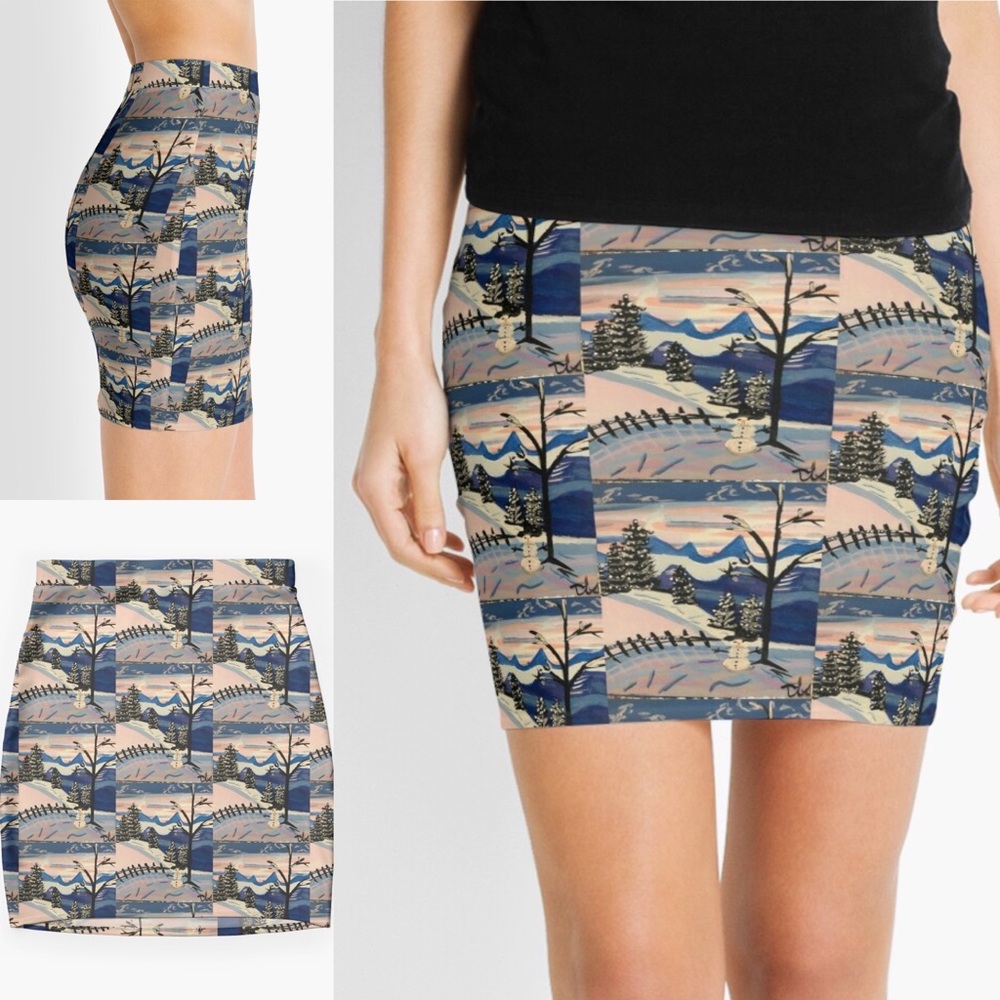 Designer Women’s Mini Skirt(Winter Wonderland)
